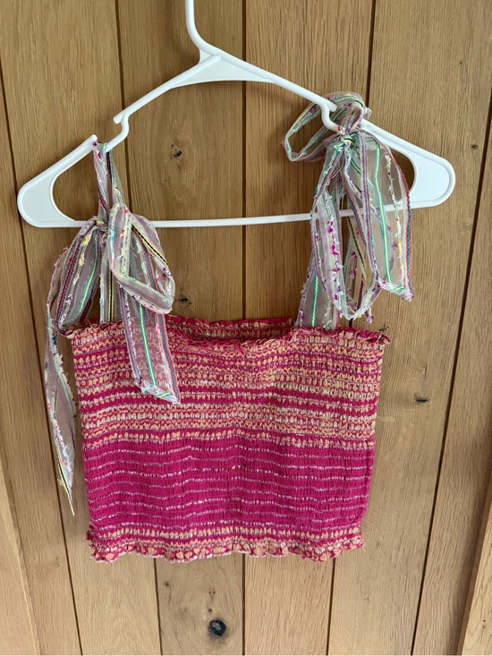 Koch Tops - Smocked Tie-Strap Tube Top in Fuchsia Pink